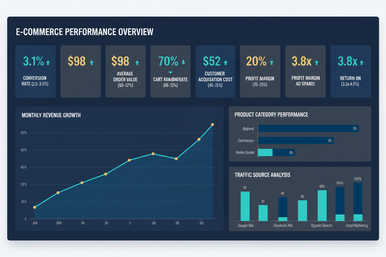 Show a chart of real world dropshipping and commerce metrics